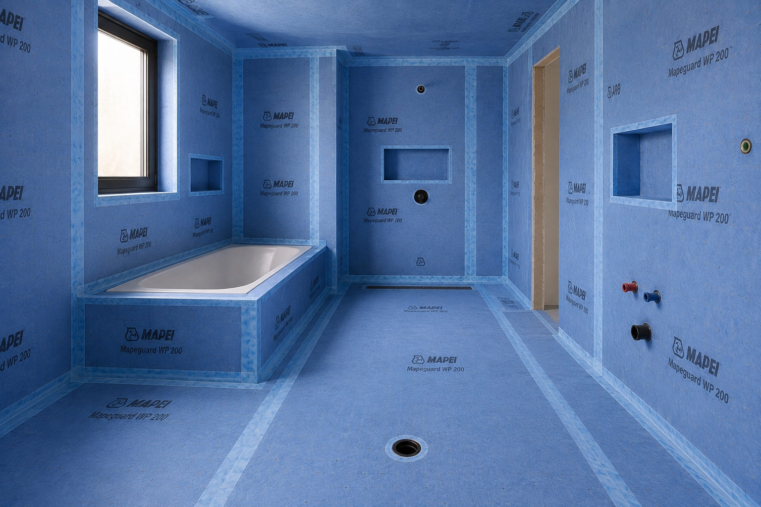 Realizácia hydroizolácie kúpeľne s membránou MAPEI Mapeguard WP 200 a prípravou podkladu pre obklady a dlažbu - bauera.sk